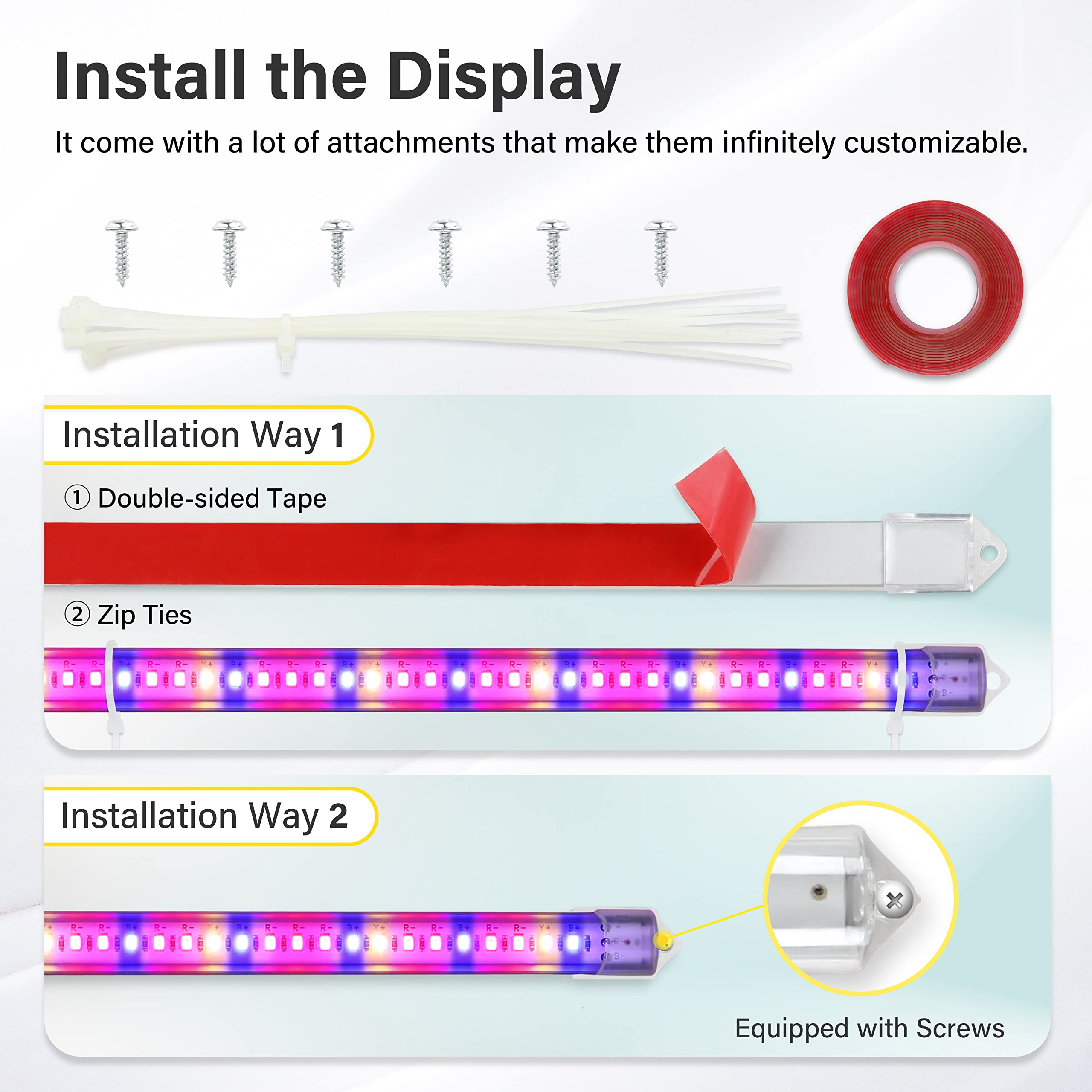 iPower 20W LED Plant Grow Light Strips Full Spectrum for Indoor Plants with Auto ON/Off 3/9/12H Timer, 10 Dimmable Levels 48 LEDs Per Tude, for Hydroponics Succulent, 2 Tubes, Mix - Image 4