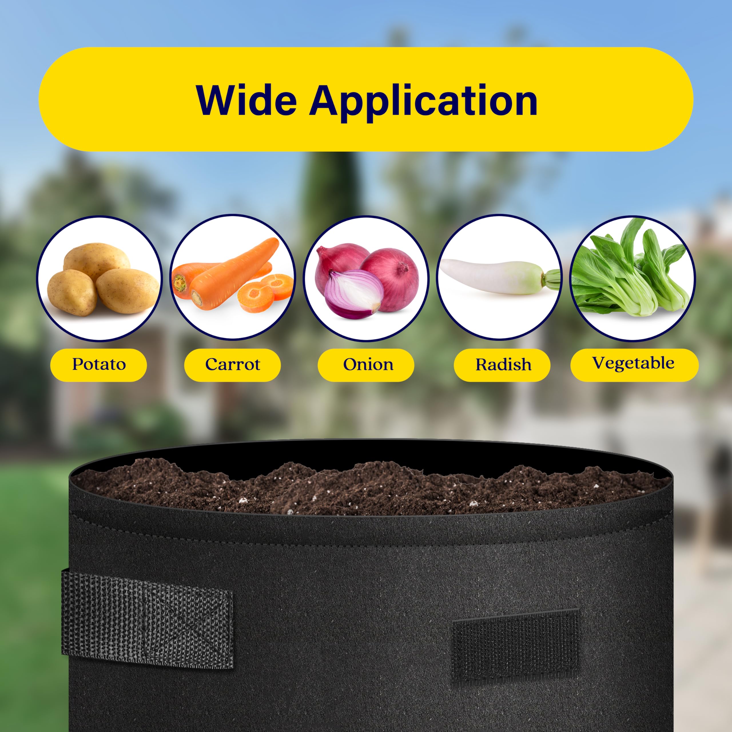 iPower 7 Gallon Potato Grow Bags with Flap, 5-Pack Thick Nonwoven Fabric Planter Pot with Handles and Harvest Window for Potato Tomato and Vegetables, Black - Image 3